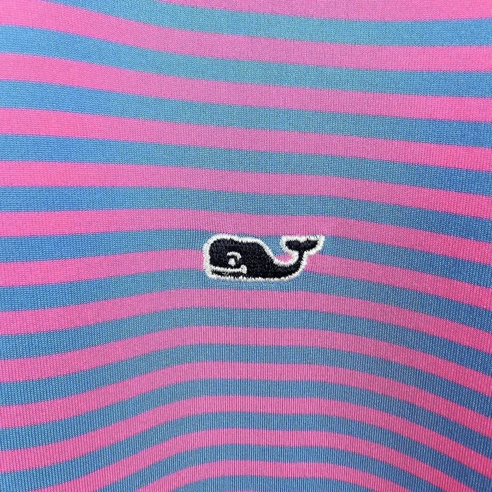 Vineyard Vines Men's Blue & Pink Striped Polo Shirt